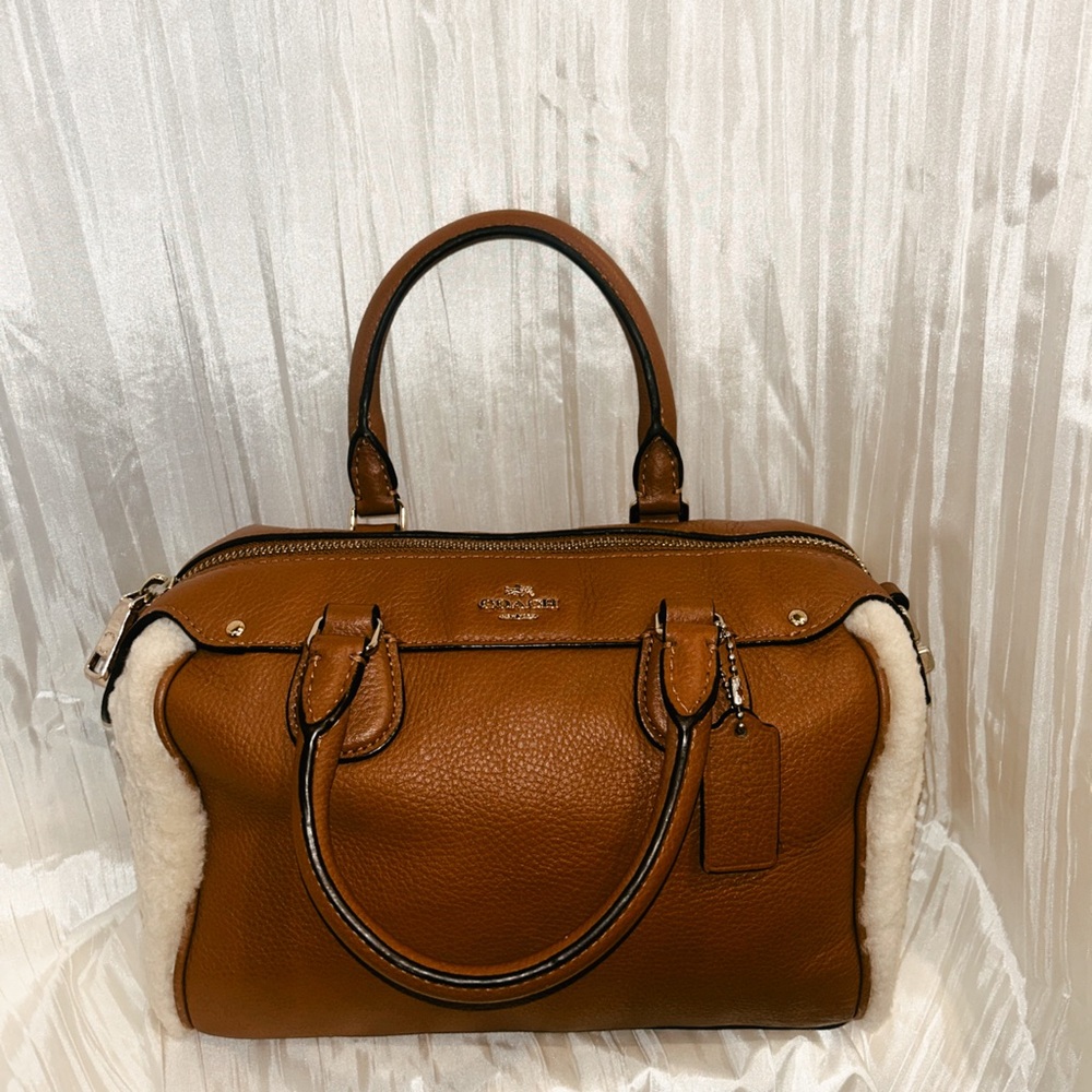Coach Leather & Shearling Mini Bennett Satchel